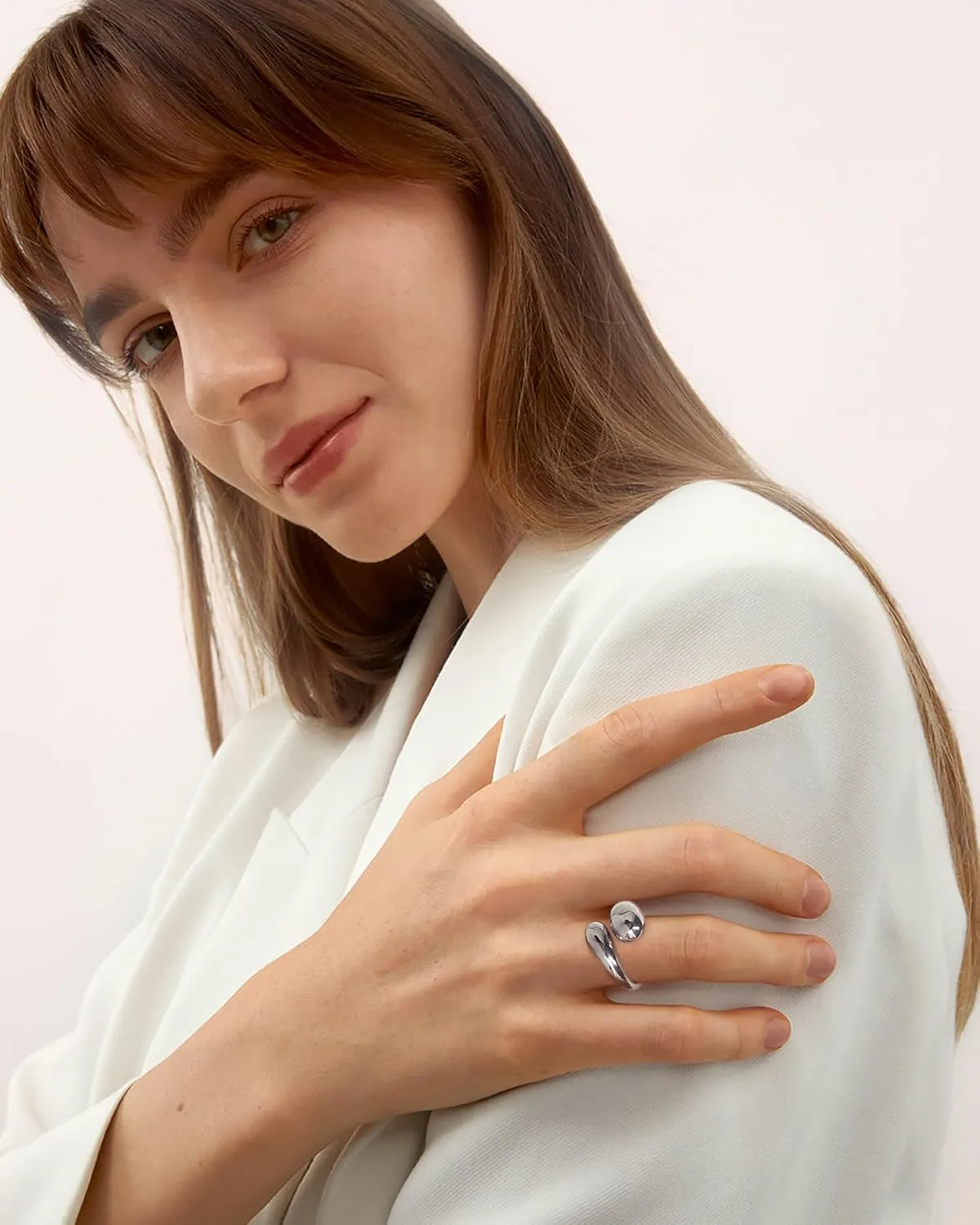 WOWORAMA Chunky Open Rings for Women Gold Silver Adjustable Dome Teardrop Rings Bold Thick Statement Rings Simple Stackable Band Rings