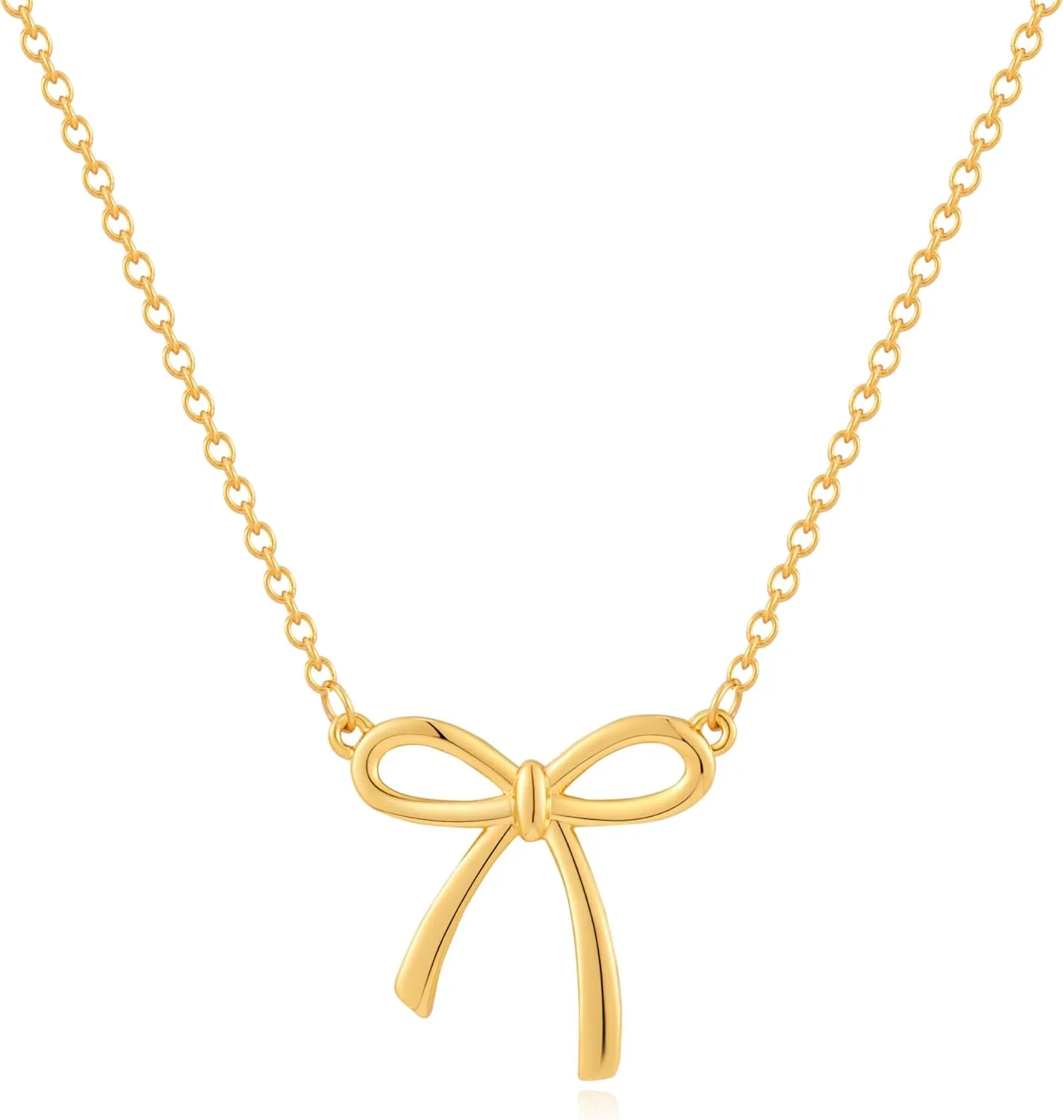 WOWORAMA Gold Bow Necklace for Women Dainty Bowknot Pendant Necklace Trendy Ribbon Bow Choker Necklace Adjustable Chain Bow Necklace Jewelry