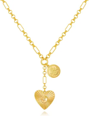 WOWORAMA Gold Pendant Necklace for Women Trendy Sun Star Cross Charm Necklace Lucky Leaf Heart Choker Necklace Chunky Gold Chain Necklace
