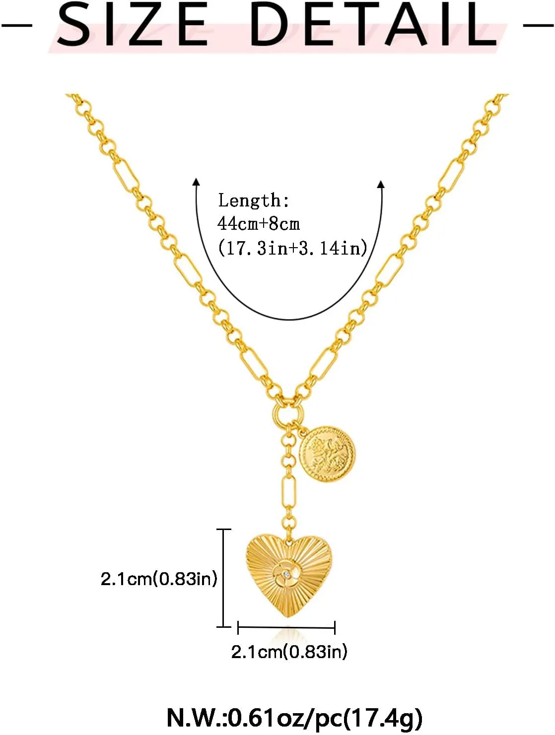 WOWORAMA Gold Pendant Necklace for Women Trendy Sun Star Cross Charm Necklace Lucky Leaf Heart Choker Necklace Chunky Gold Chain Necklace