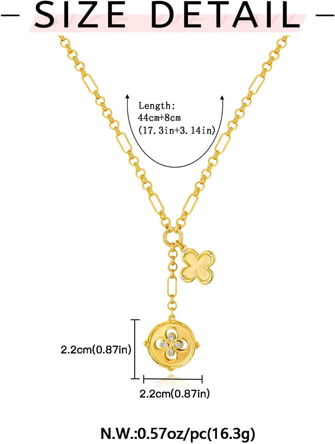 WOWORAMA Gold Pendant Necklace for Women Trendy Sun Star Cross Charm Necklace Lucky Leaf Heart Choker Necklace Chunky Gold Chain Necklace