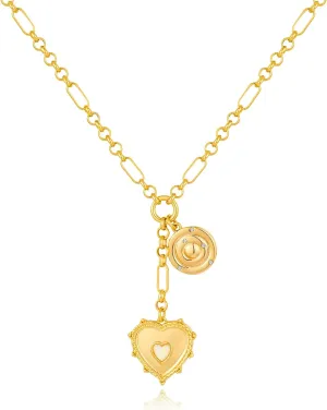 WOWORAMA Gold Pendant Necklace for Women Trendy Sun Star Cross Charm Necklace Lucky Leaf Heart Choker Necklace Chunky Gold Chain Necklace