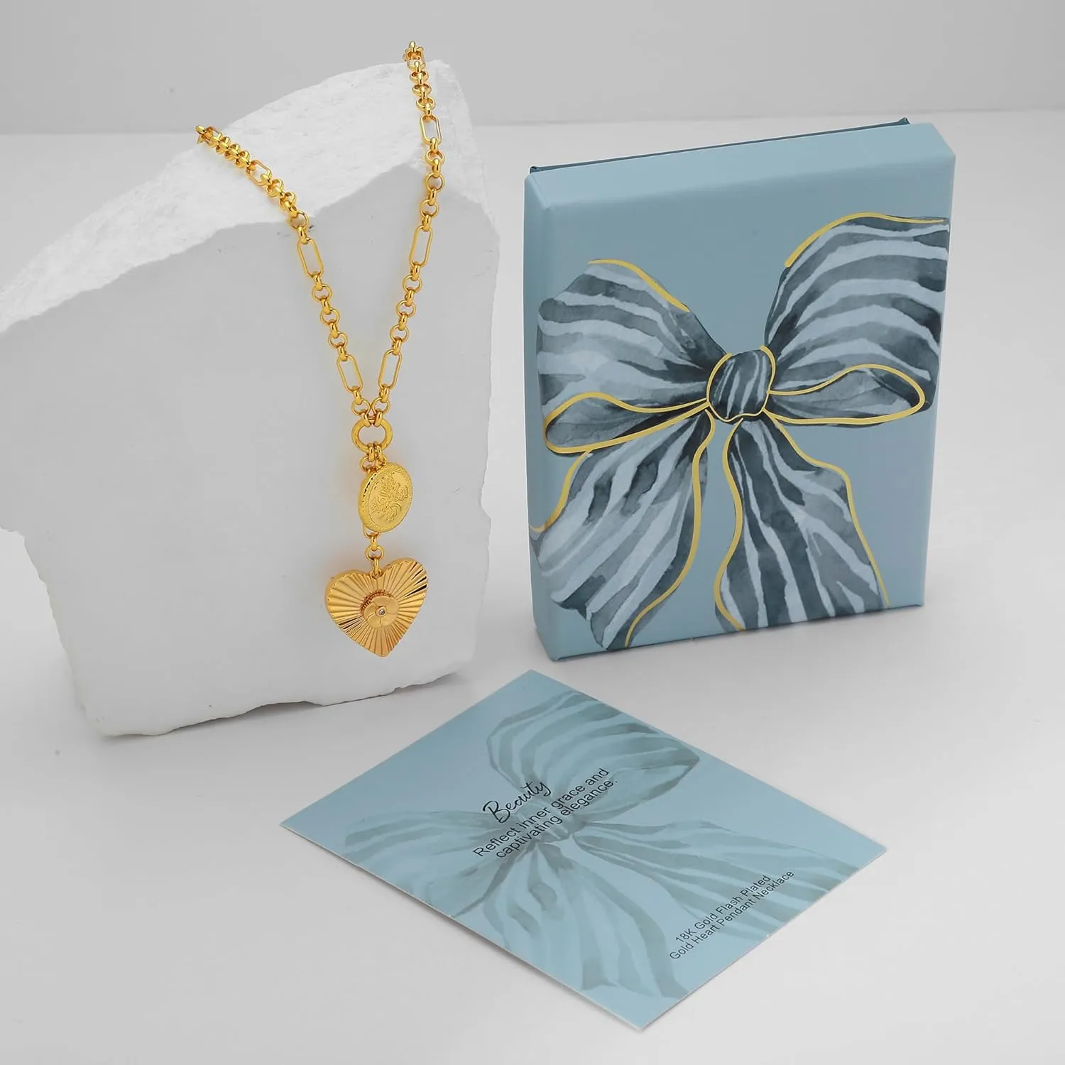 WOWORAMA Gold Pendant Necklace for Women Trendy Sun Star Cross Charm Necklace Lucky Leaf Heart Choker Necklace Chunky Gold Chain Necklace