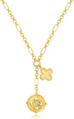 WOWORAMA Gold Pendant Necklace for Women Trendy Sun Star Cross Charm Necklace Lucky Leaf Heart Choker Necklace Chunky Gold Chain Necklace
