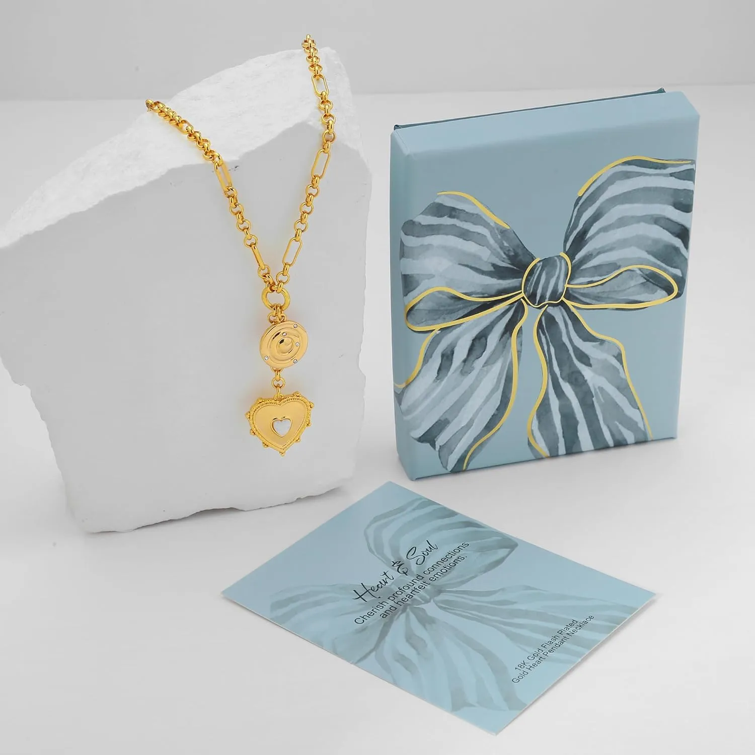 WOWORAMA Gold Pendant Necklace for Women Trendy Sun Star Cross Charm Necklace Lucky Leaf Heart Choker Necklace Chunky Gold Chain Necklace