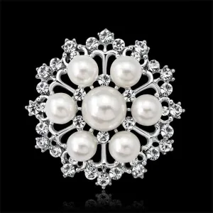 Wrist Corsage Boutonniere Wrist Flower Crystal Pearl Pin Brooch Women's Pearl Elegant Flower Wedding Corsage Brooch Pin for Bride WEWYQSJXBXF-220808