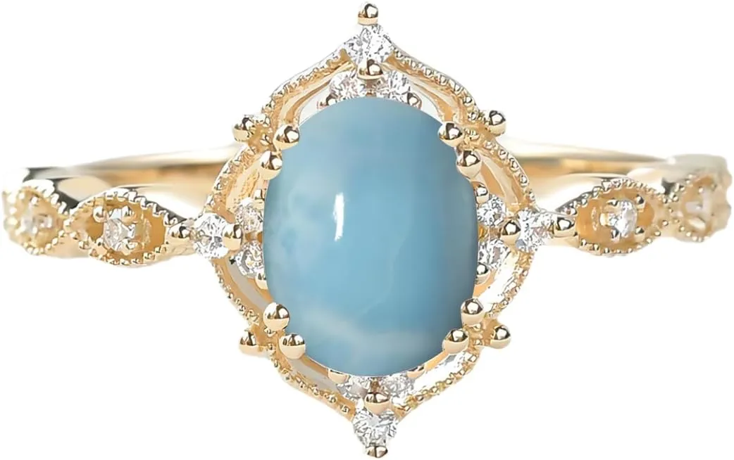YDD 1.5ct Oval Shaped Gemstone Rings Art Deco Gemstone and Moissanite Engagement Ring 10K 14K 18K White/Yellow/Rose Gold Gemstone Engagement Ring for Women Vintage Wedding Anniversary Ring
