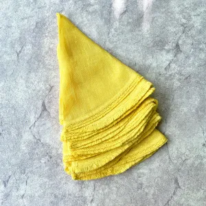 Yellow Linen Round Napkins ( Set of 4)
