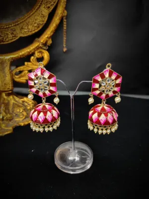 ZEVAR I Indian Traditional Handmade Meenakari Jhumka Earrings